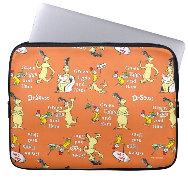 Dr. Seuss Green Eggs and Ham Character Pattern ラップトップスリーブ (正面)