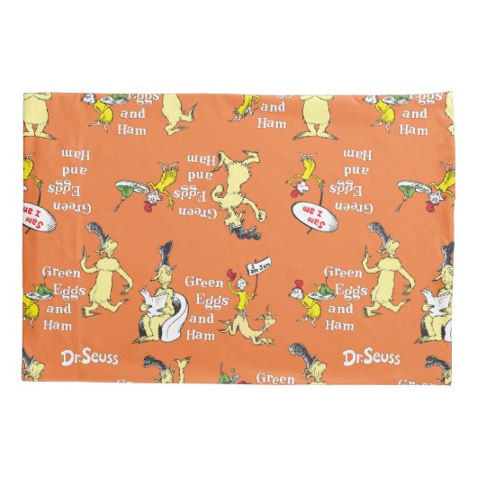 Dr. Seuss Green Eggs and Ham Character Pattern 枕カバー (裏面-左)