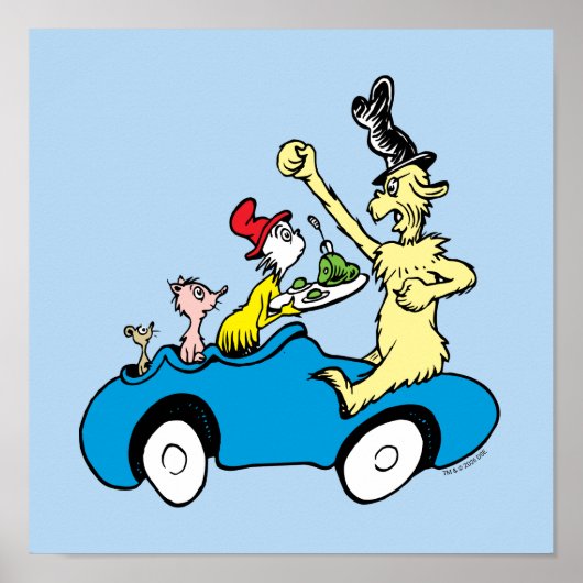 Dr. Seuss Green Eggs and Ham Characters in Car ポスター (正面)