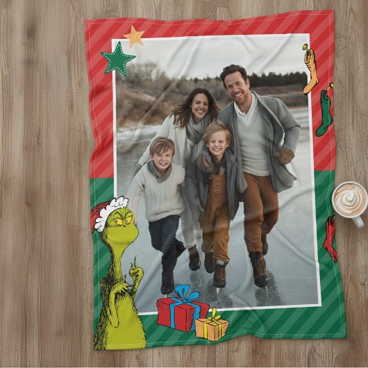 Dr. Seuss | Grinch Family Photo Holiday フリースブランケット