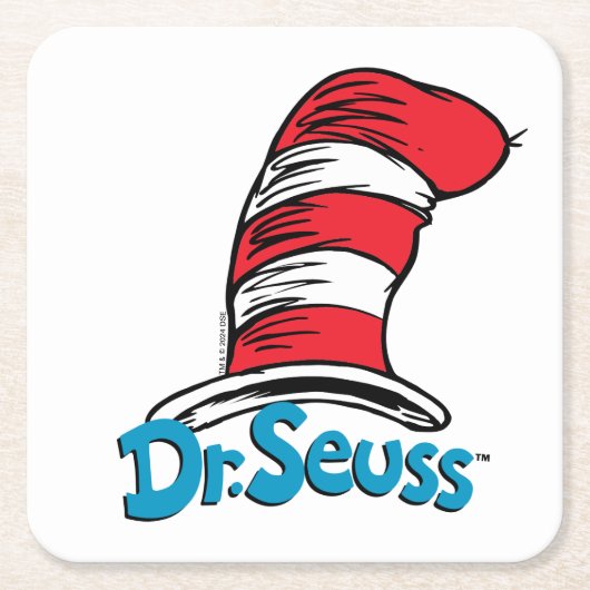 Dr. Seuss Hat Logo スクエアペーパーコースター (正面)