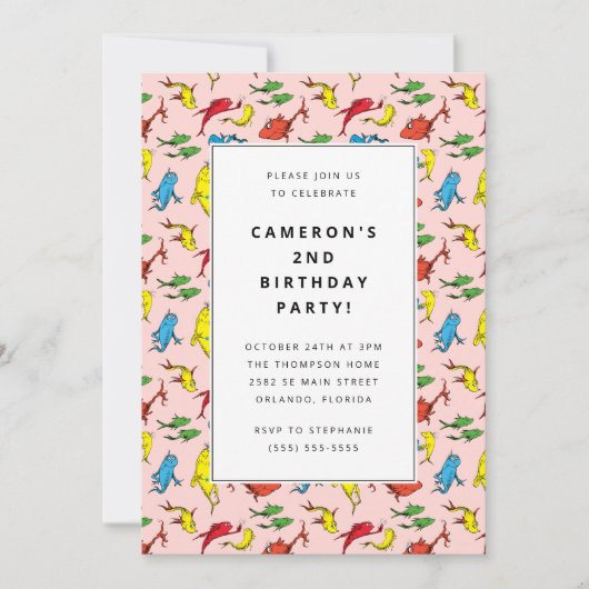 Dr. Seuss - One Fish, Two Fish |子供の誕生日 招待状 (正面)