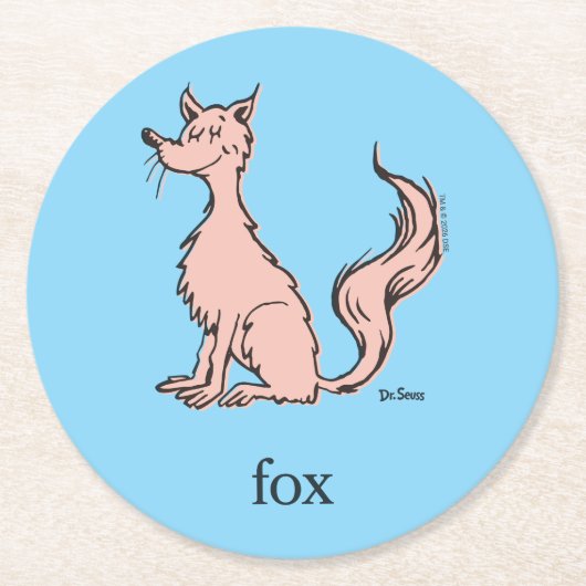 Dr. Seuss | Pink Fox ラウンドペーパーコースター (正面)
