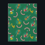 Dr. Seuss | The Grinch | Merry Grinchmas Pattern シーズンポストカード<br><div class="desc">The Grinch is back to steal away Christmas and generally make a nuisance of himself in this amazing design! The classic Dr. Seuss character is brought to life with a colorful graphic. This is a funny pattern featuring the green scoundrel, intending to ruin the good festive cheer in Who-ville. This...</div>