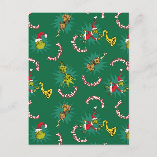 Dr. Seuss | The Grinch | Merry Grinchmas Pattern シーズンポストカード (正面)
