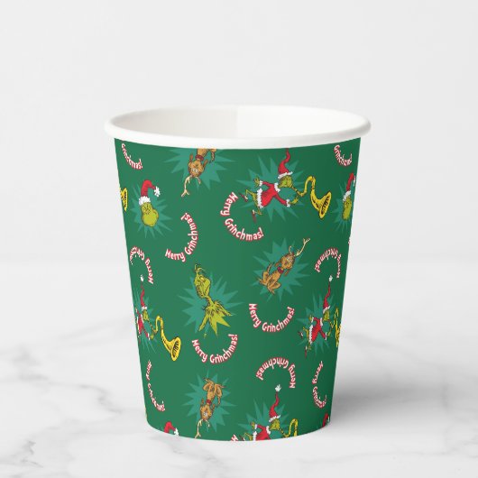 Dr. Seuss | The Grinch | Merry Grinchmas Pattern 紙コップ (左)