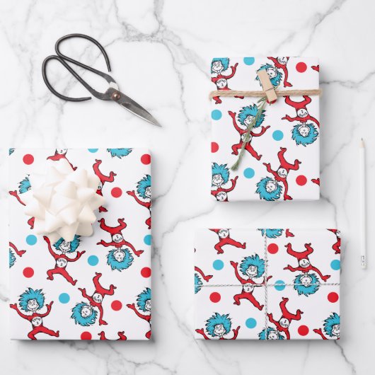 Dr. Seuss Thing One Thing Two |ツインズベビーシャワー ラッピングペーパーシート (正面)