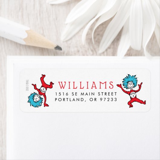 Dr. Seuss Thing One Thing Two |ツインズベビーシャワー ラベル (インサイチュ)