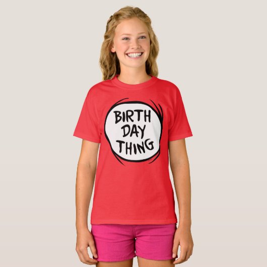 Dr. Seuss Thing One Thing Two -誕生日Thing Tシャツ (正面フル)