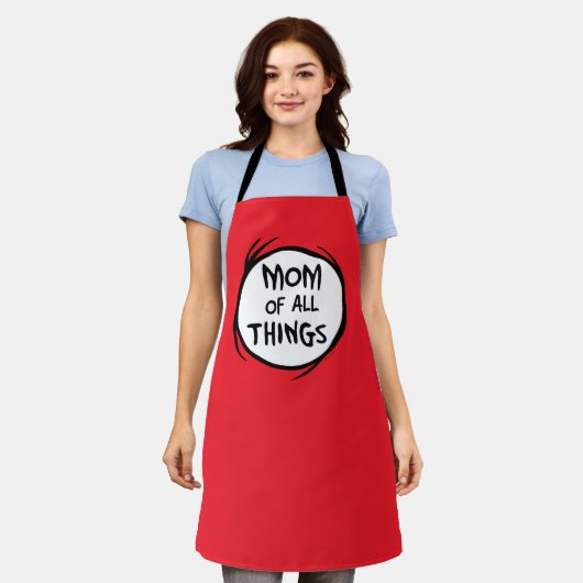 Dr. Seuss Thing One Thing Two - Mom of All エプロン (着用した状態)