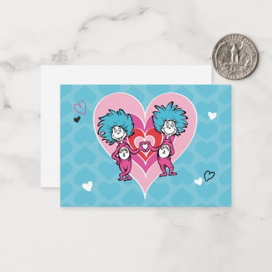 Dr. Seuss Valentine's Day | Thing 1 & Thing 2 ノートカード (正面/裏面インサイチュ)