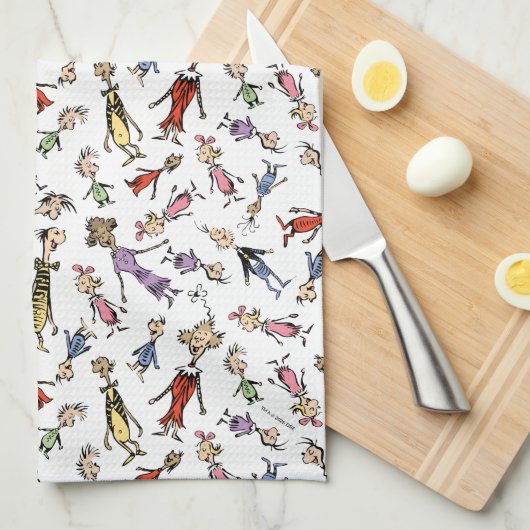 Dr. Seuss Whoville Characters Festive Pattern キッチンタオル (四つ折り)