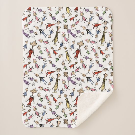 Dr. Seuss Whoville Characters Festive Pattern シェルパブランケット (正面)