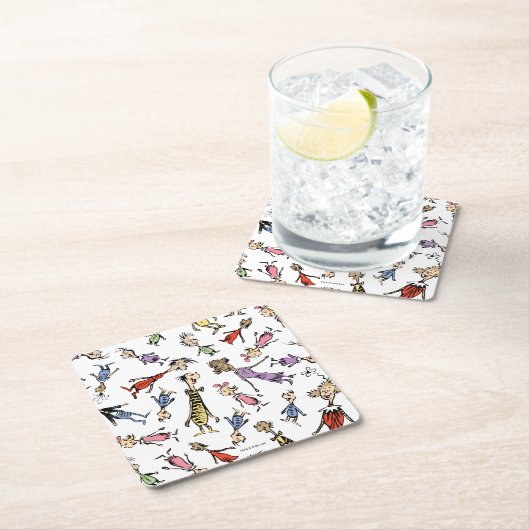 Dr. Seuss Whoville Characters Festive Pattern スクエアペーパーコースター (インサイチュ)