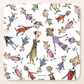 Dr. Seuss Whoville Characters Festive Pattern スクエアペーパーコースター (正面)
