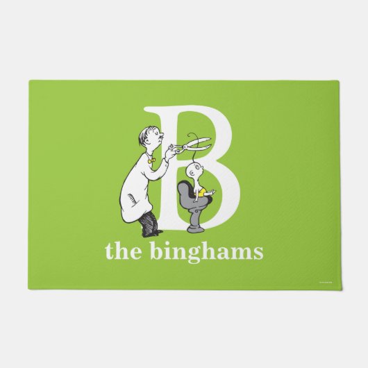 Dr. Seuss's ABC：手紙B – 白 |名前の追加 ドアマット (正面)