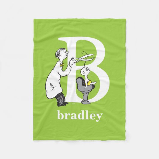 Dr. Seuss's ABC:手紙B – 白 |名前の追加 フリースブランケット (正面)