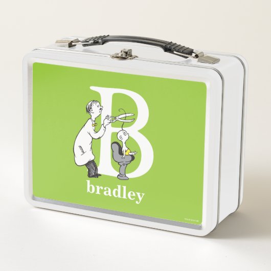 Dr. Seuss's ABC：手紙B – 白 |名前の追加 メタルランチボックス (正面)
