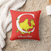 Dr. Seuss's ABC：手紙C – 白 |名前の追加 クッション (ブランケット)