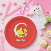 Dr. Seuss's ABC：手紙C – 白 |名前の追加 ペーパープレート (パーティー)