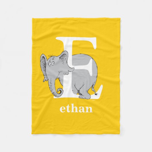 Dr. Seuss's ABC：手紙E – 白 |名前の追加 フリースブランケット (正面)