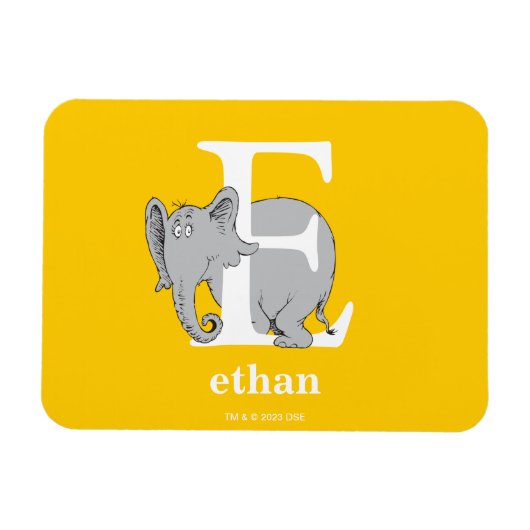 Dr. Seuss's ABC：手紙E – 白 |名前の追加 マグネット (横)