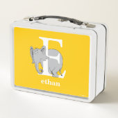 Dr. Seuss's ABC：手紙E – 白 |名前の追加 メタルランチボックス (裏面)