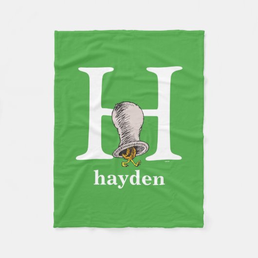 Dr. Seuss's ABC：手紙H – 白 |名前の追加 フリースブランケット (正面)