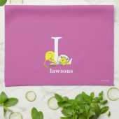 Dr. Seuss's ABC：手紙L – 白 |名前の追加 キッチンタオル (折り畳み)