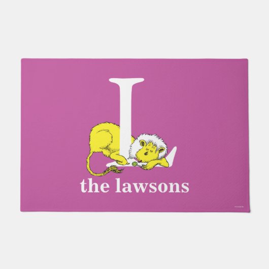 Dr. Seuss's ABC：手紙L – 白 |名前の追加 ドアマット (正面)