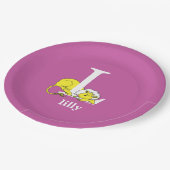 Dr. Seuss's ABC：手紙L – 白 |名前の追加 ペーパープレート (アングル)