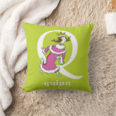 Dr. Seuss's ABC:手紙Q – 白 |名前の追加 クッション (ブランケット)