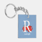 Dr. Seuss's ABC:手紙R – 白 |名前の追加 キーホルダー (正面左)