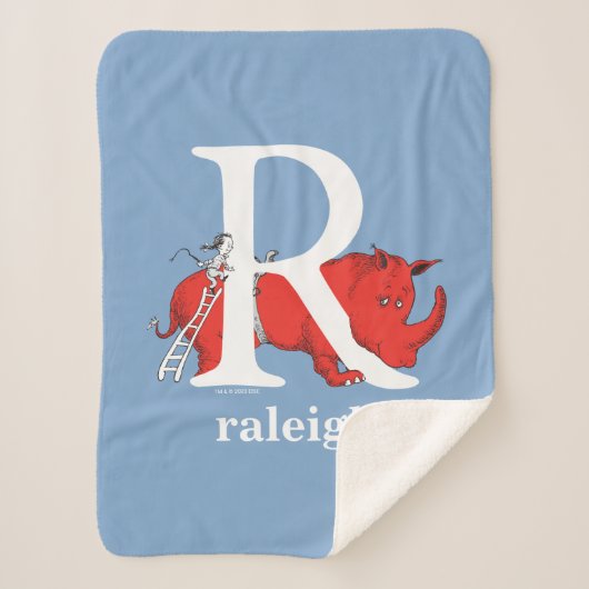 Dr. Seuss's ABC：手紙R – 白 |名前の追加 シェルパブランケット (正面)