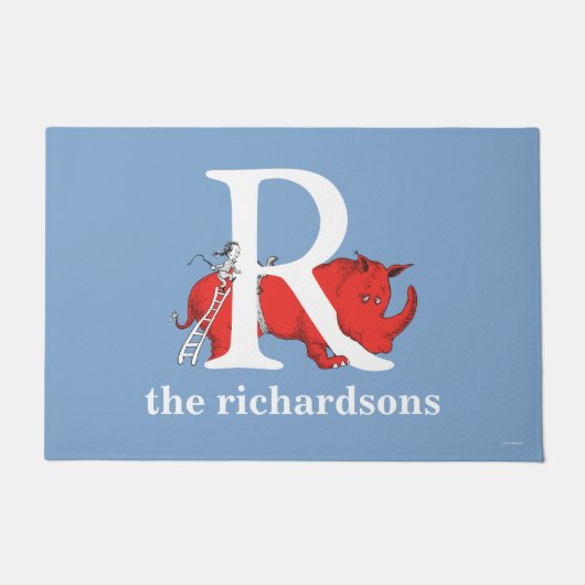 Dr. Seuss's ABC：手紙R – 白 |名前の追加 ドアマット (正面)