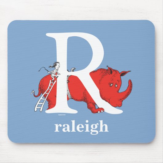 Dr. Seuss's ABC:手紙R – 白 |名前の追加 マウスパッド (正面)