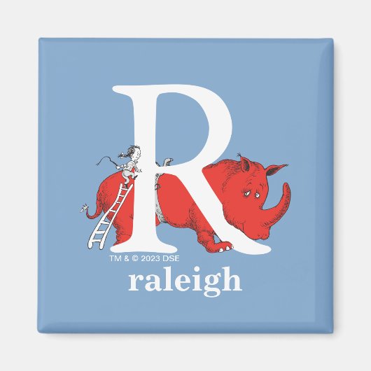 Dr. Seuss's ABC:手紙R – 白 |名前の追加 マグネット (正面)