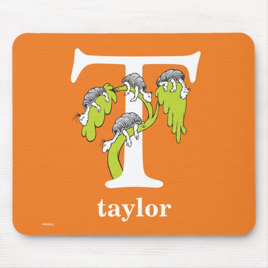 Dr. Seuss's ABC：手紙T – 白 |名前の追加 マウスパッド (正面)