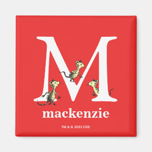 Dr. Seuss's ABC: 文字M - 白 名前を入れてください マグネット