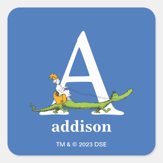 Dr. Seuss's ABC: Letter A - 白 | 名前を入れる スクエアシール (正面)