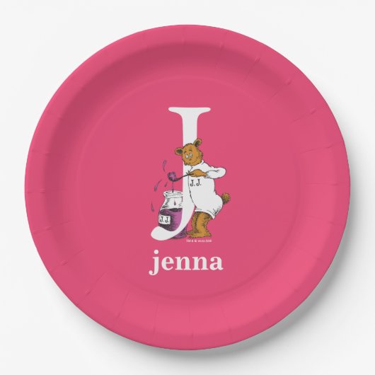 Dr. Seuss's ABC: Letter J – ホワイト |名前の追加 ペーパープレート (正面)