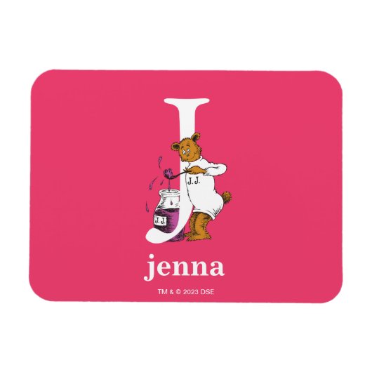 Dr. Seuss's ABC: Letter J – ホワイト |名前の追加 マグネット (横)
