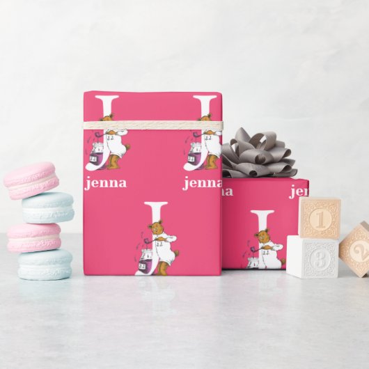 Dr. Seuss's ABC: Letter J – ホワイト |名前の追加 ラッピングペーパー (ベビーシャワー)