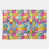 Dr. Suss's ABCブロック文字カラフルパターン キッチンタオル (横)