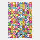 Dr. Suss's ABCブロック文字カラフルパターン キッチンタオル (縦)