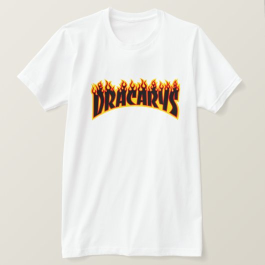 Dracarys - Thrasherの炎のパロディ Tシャツ (デザイン正面)