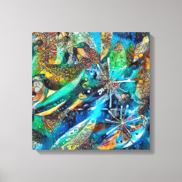 Dracena抽象芸術Calm Blue引き伸ばしキャンバス印刷 キャンバスプリント