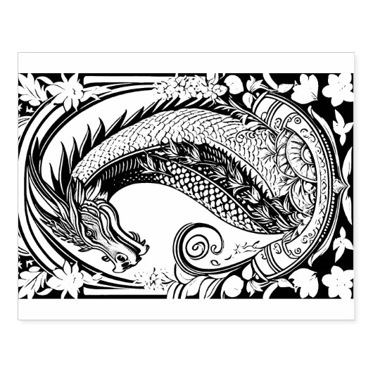 Drache mit Ornamenten ラバースタンプ (インプリント)