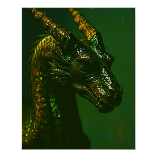 Drachen Kopf Portrait im Malerei Stil ポスター (正面)