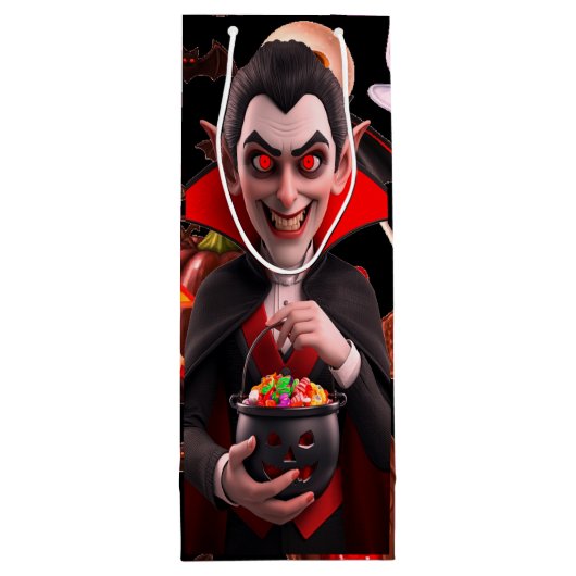 Dracula Loves Candy Spooky Halloween ワインギフトバッグ (裏面)
